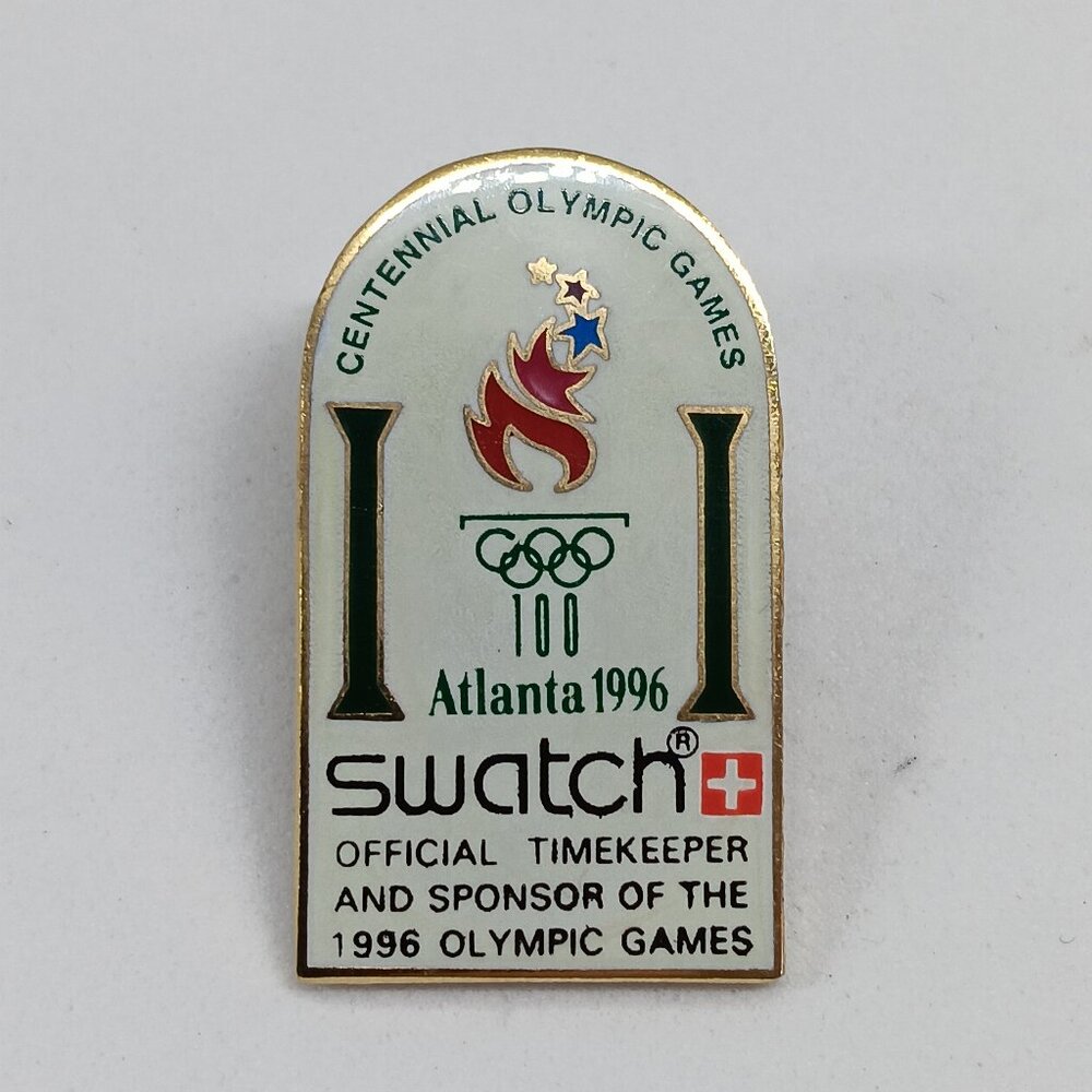 Vintage (1996) SWATCH "Official Timekeeper" 1996 Atlanta Olympics Pin Badge